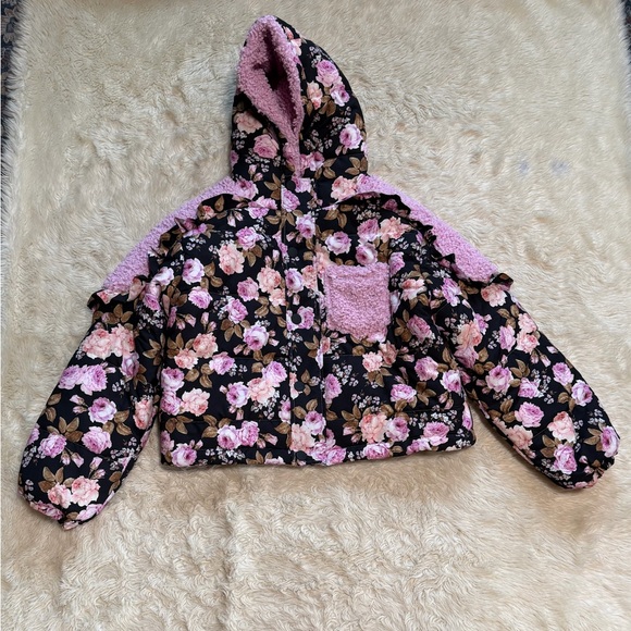 NWT For Love & Lemons Floral Sherpa Jacket - Size XS - Picture 2 of 5